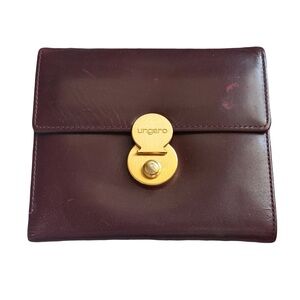 Ungaro Burgundy Leather Wallet with Gold Clasp